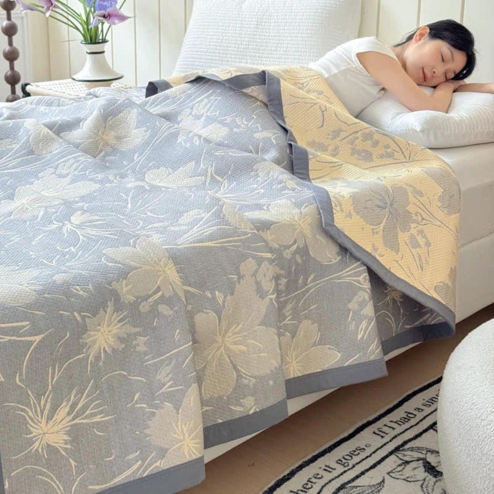 Velurelle Reversible Cotton Floral Blanket by Casa & Beyond