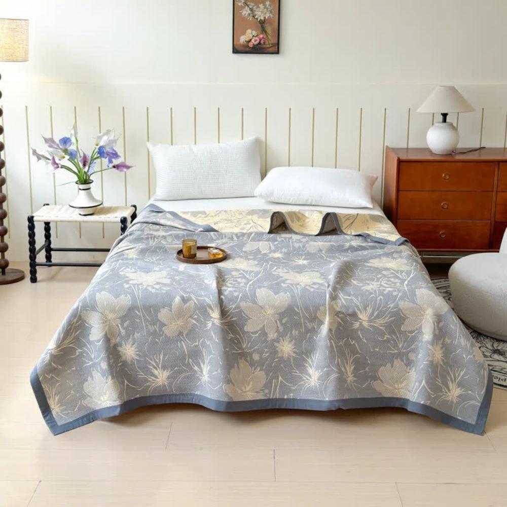 Velurelle Reversible Cotton Floral Blanket by Casa & Beyond