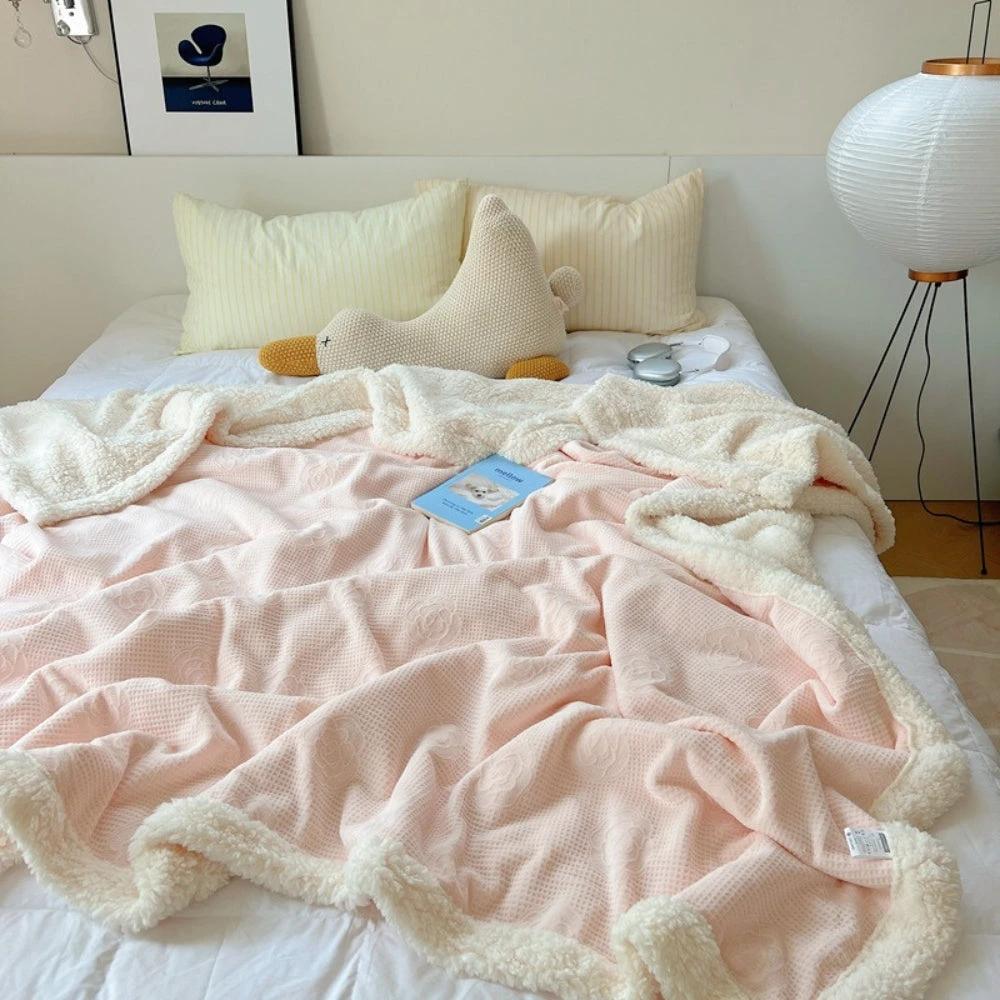 Solène Floral Embossed Sherpa Blanket by Casa & Beyond