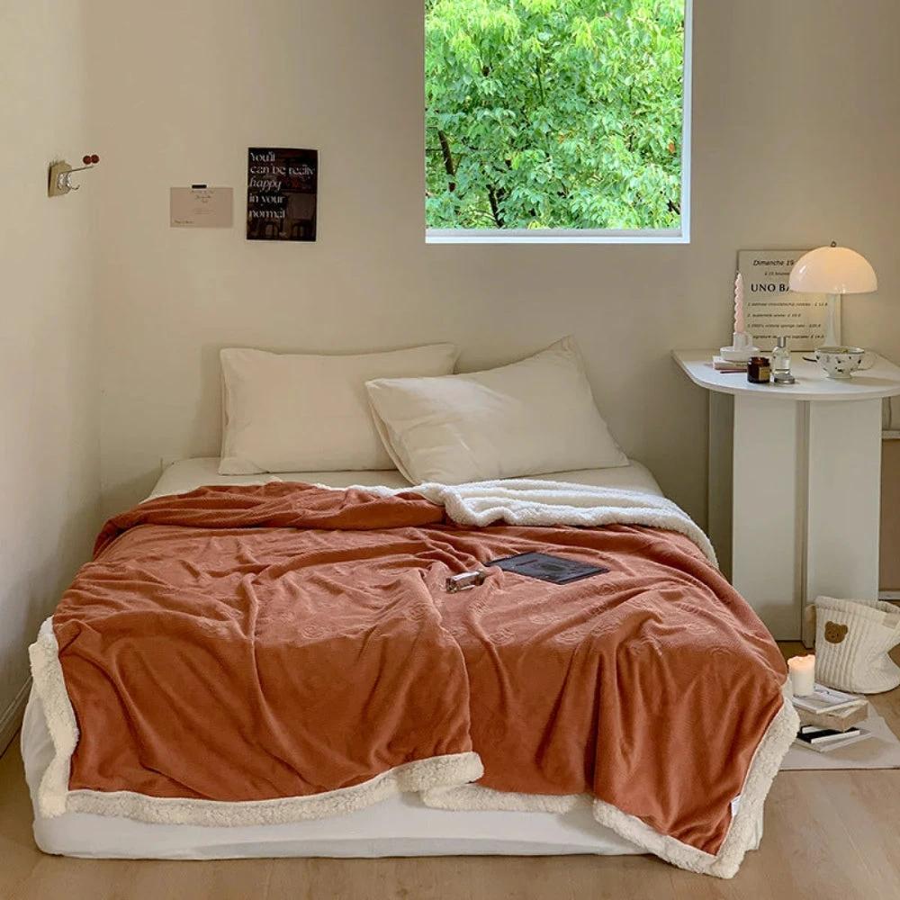 Solène Floral Embossed Sherpa Blanket by Casa & Beyond