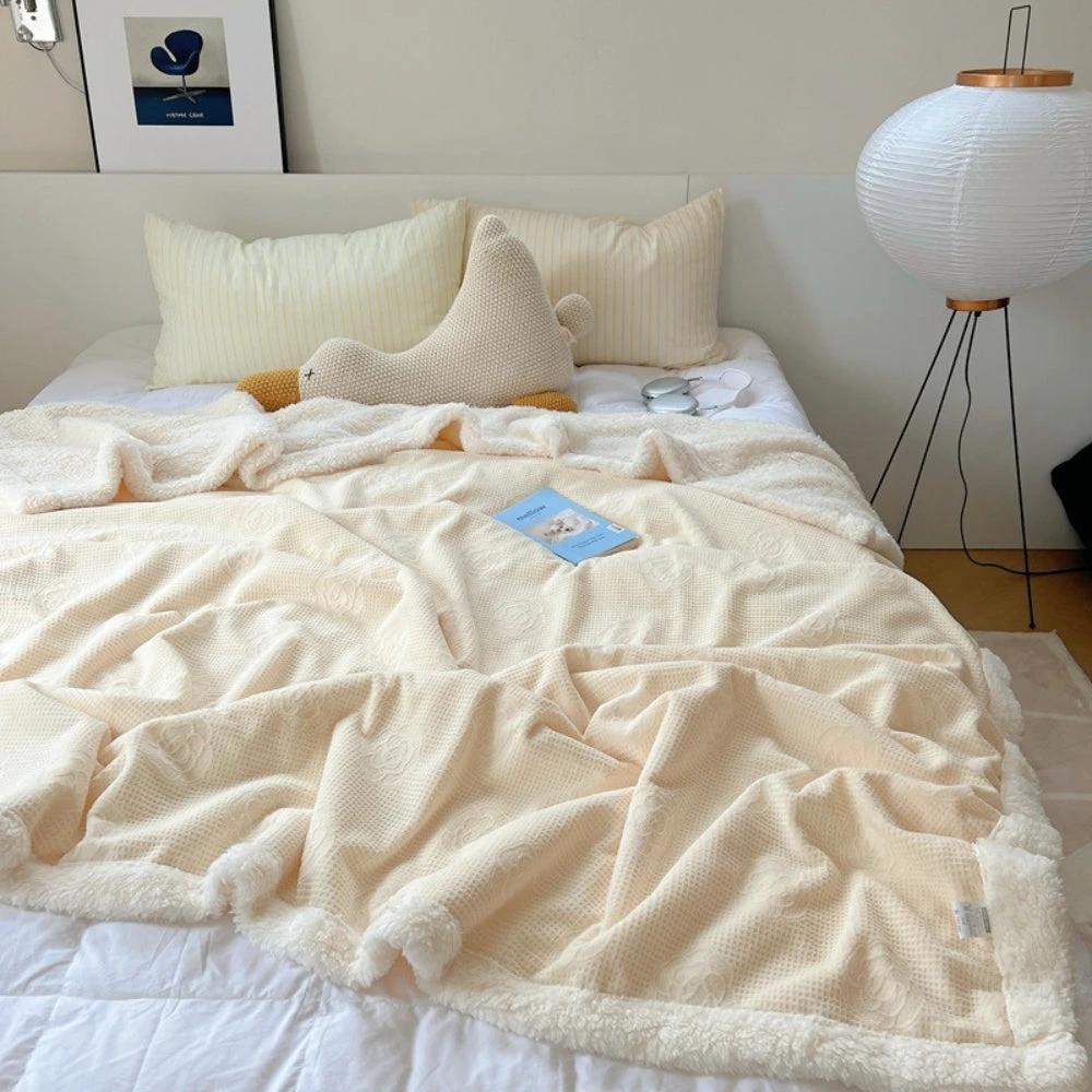 Solène Floral Embossed Sherpa Blanket by Casa & Beyond