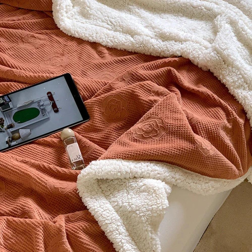 Solène Floral Embossed Sherpa Blanket by Casa & Beyond