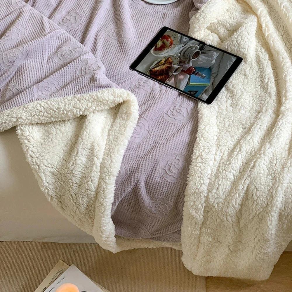 Solène Floral Embossed Sherpa Blanket by Casa & Beyond