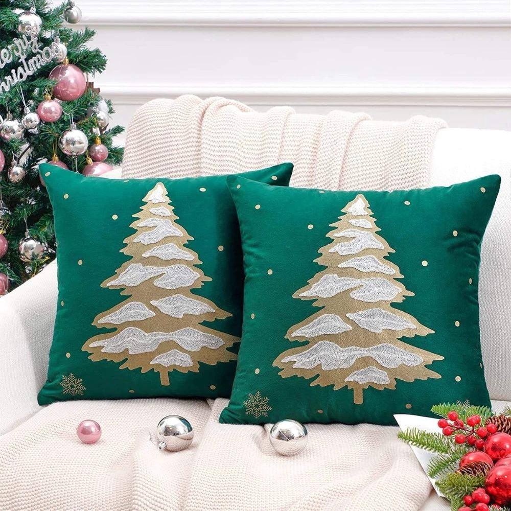 Velvet Christmas Tree Decorative Cushion Cover by Casa & Beyond