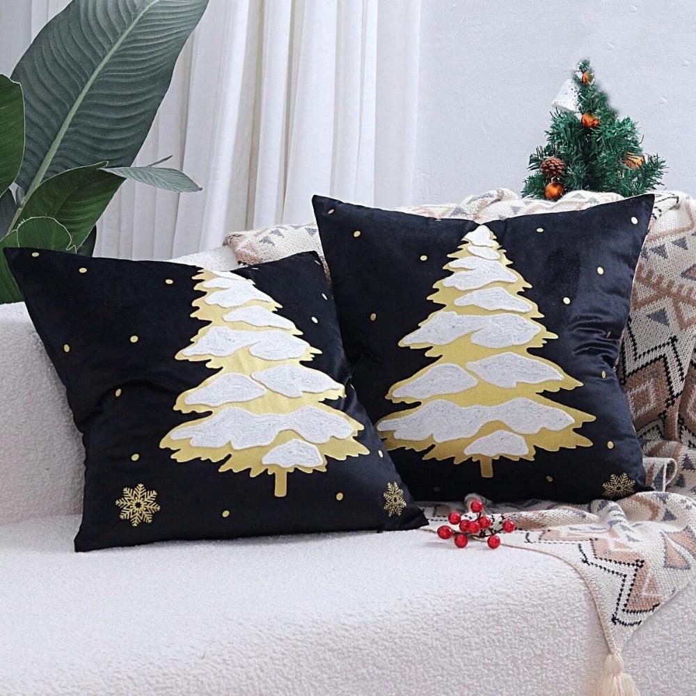 Velvet Christmas Tree Decorative Cushion Cover by Casa & Beyond