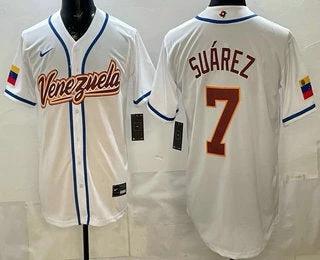 Venezuela #7 Eugenio Suarez White 2026 World Baseball Classic Cool Base Jersey by My Store