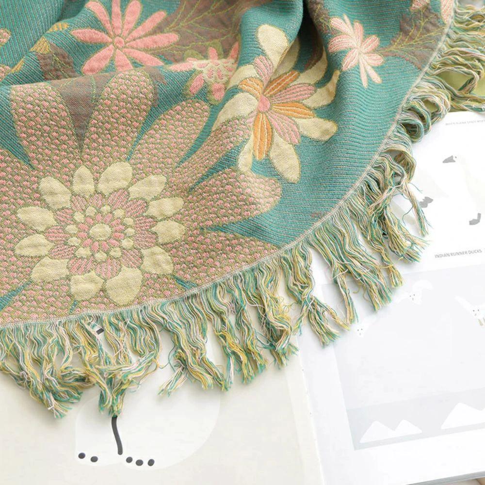 Verdant Bloom Reversible Jacquard Blanket by Casa & Beyond