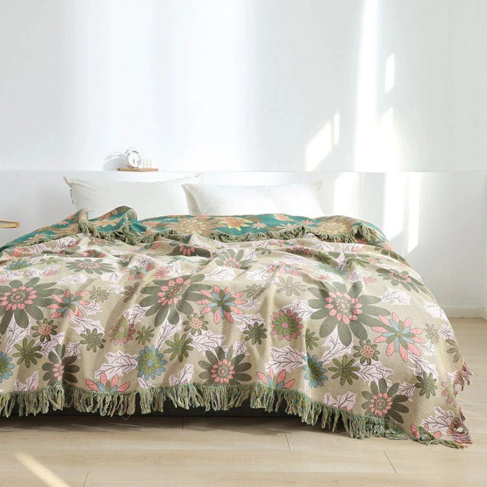 Verdant Bloom Reversible Jacquard Blanket by Casa & Beyond
