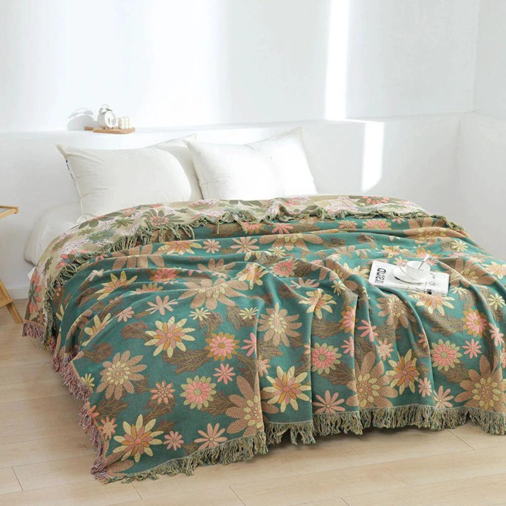 Verdant Bloom Reversible Jacquard Blanket by Casa & Beyond