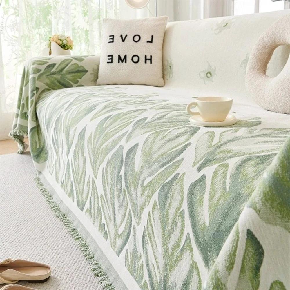 Verdure Leaf Pattern Chenille Sofa Cover by Casa & Beyond