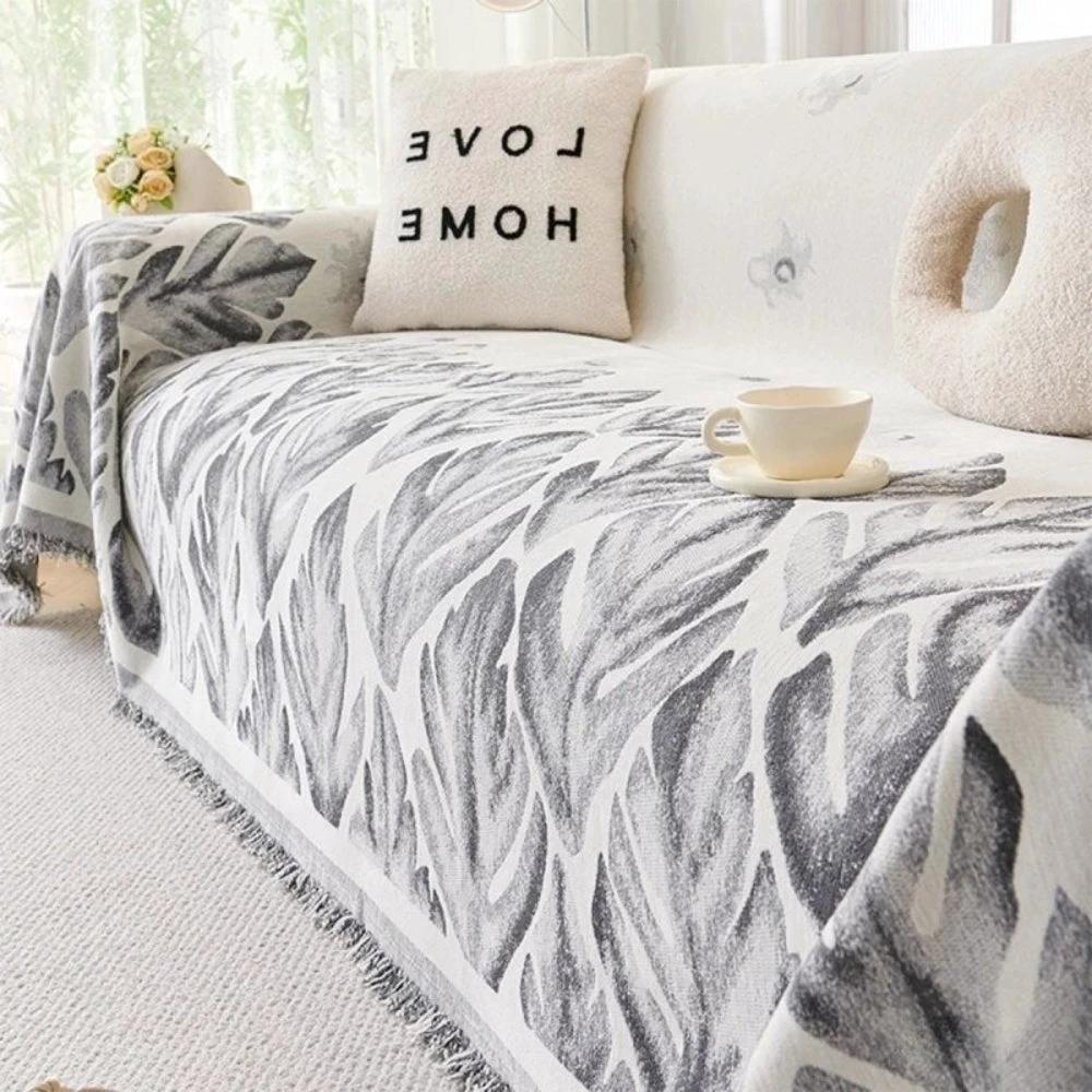 Verdure Leaf Pattern Chenille Sofa Cover by Casa & Beyond