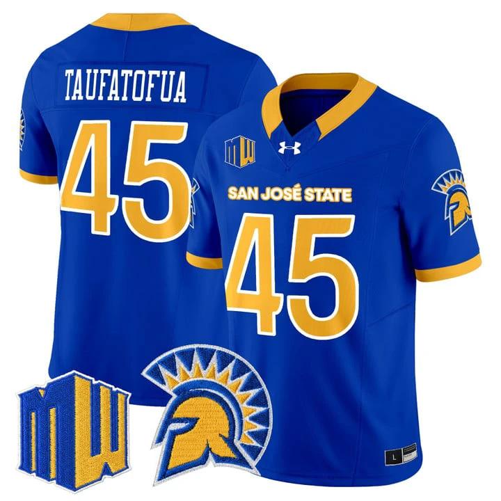 Vili Taufatofua Jersey #45 San José State Spartans 2025 Limited Stitched by My Store NCAA Football Jerseys