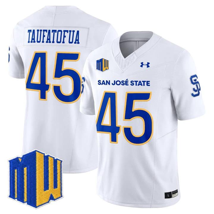 Vili Taufatofua Jersey #45 San José State Spartans 2025 Limited Stitched by My Store NCAA Football Jerseys