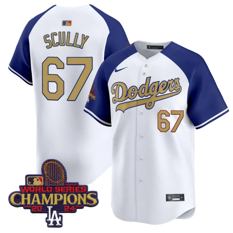 Vin Scully Jersey #67 Dodgers 2025 Gold Vapor Premier Limited Stitched Alternate by My Store