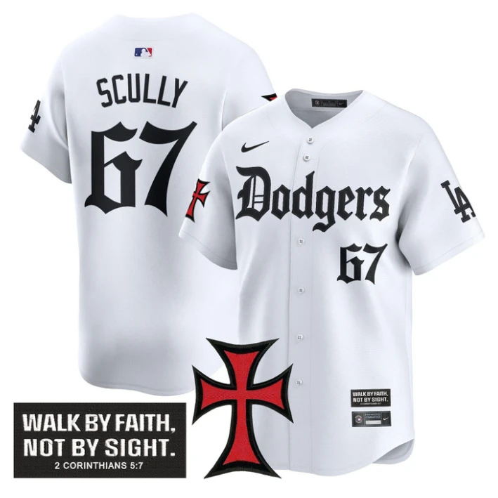 Vin Scully Jersey #67 Dodgers Faith Glory Edition Vapor Premier Limited Stitched White by My Store