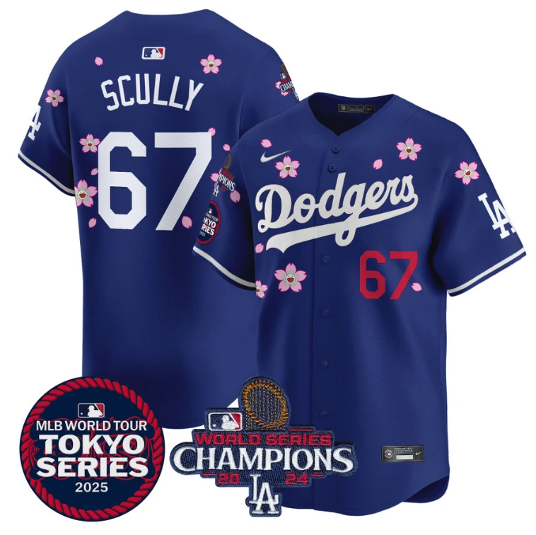 Vin Scully Jersey #67 Dodgers Tokyo Series 2025 World Series Champions Patch Royal by My Store