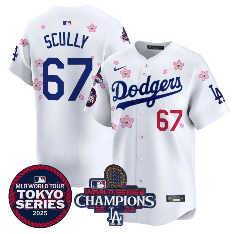 Vin Scully Jersey #67 Dodgers Tokyo Series 2025 World Series Champions Patch White by My Store