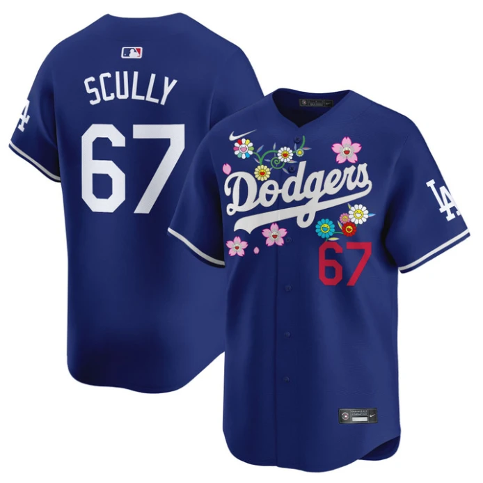 Vin Scully Jersey #67 Dodgers x Takashi Murakami 2025 Vapor Limited Stitched Royal by My Store