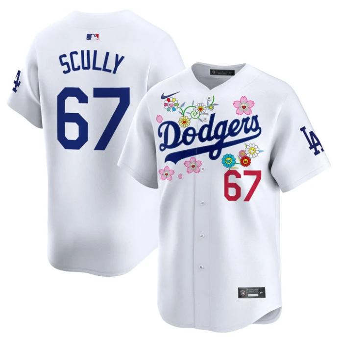 Vin Scully Jersey #67 Dodgers x Takashi Murakami 2025 Vapor Limited Stitched White by My Store