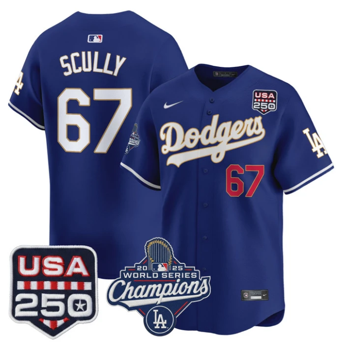 Vin Scully Jersey #67 Dodgers 2025 World Series Champions 250 USA Stitched by My Store