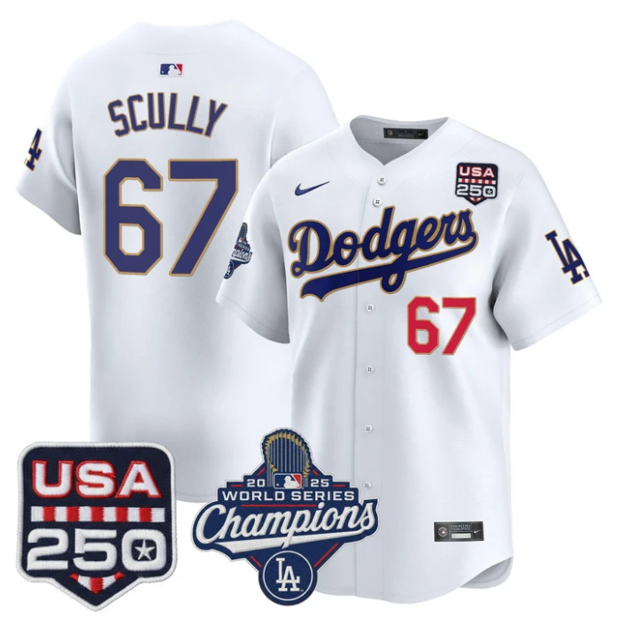 Vin Scully Jersey #67 Dodgers 2025 World Series Champions 250 USA Stitched by My Store