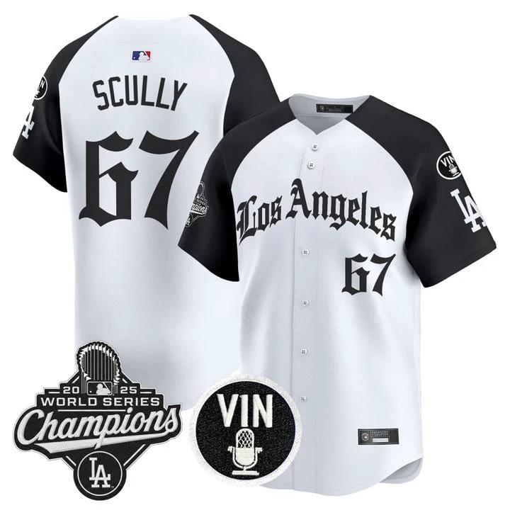 Vin Scully Jersey #67 Dodgers 2025 World Series Champions LA Gothic by My Store