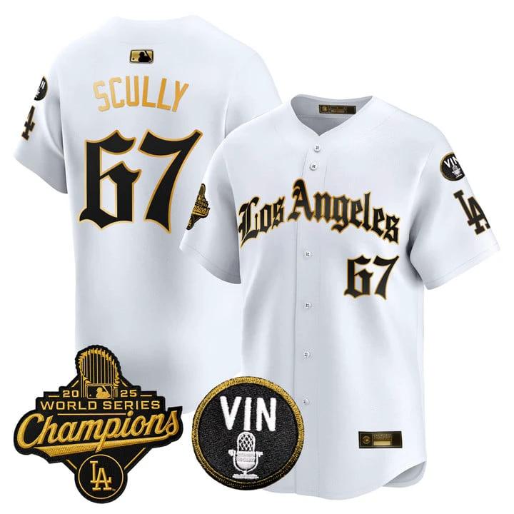 Vin Scully Jersey #67 Dodgers 2025 World Series Champions LA Gothic by My Store