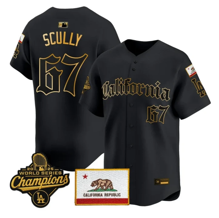 Vin Scully Jersey #67 Dodgers California Gothic Edition Stitched by My Store