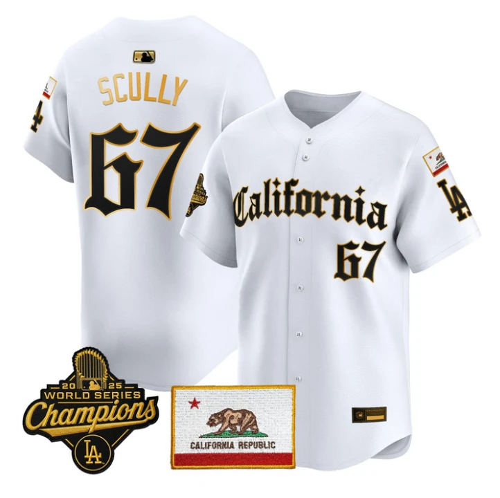 Vin Scully Jersey #67 Dodgers California Gothic Edition Stitched by My Store