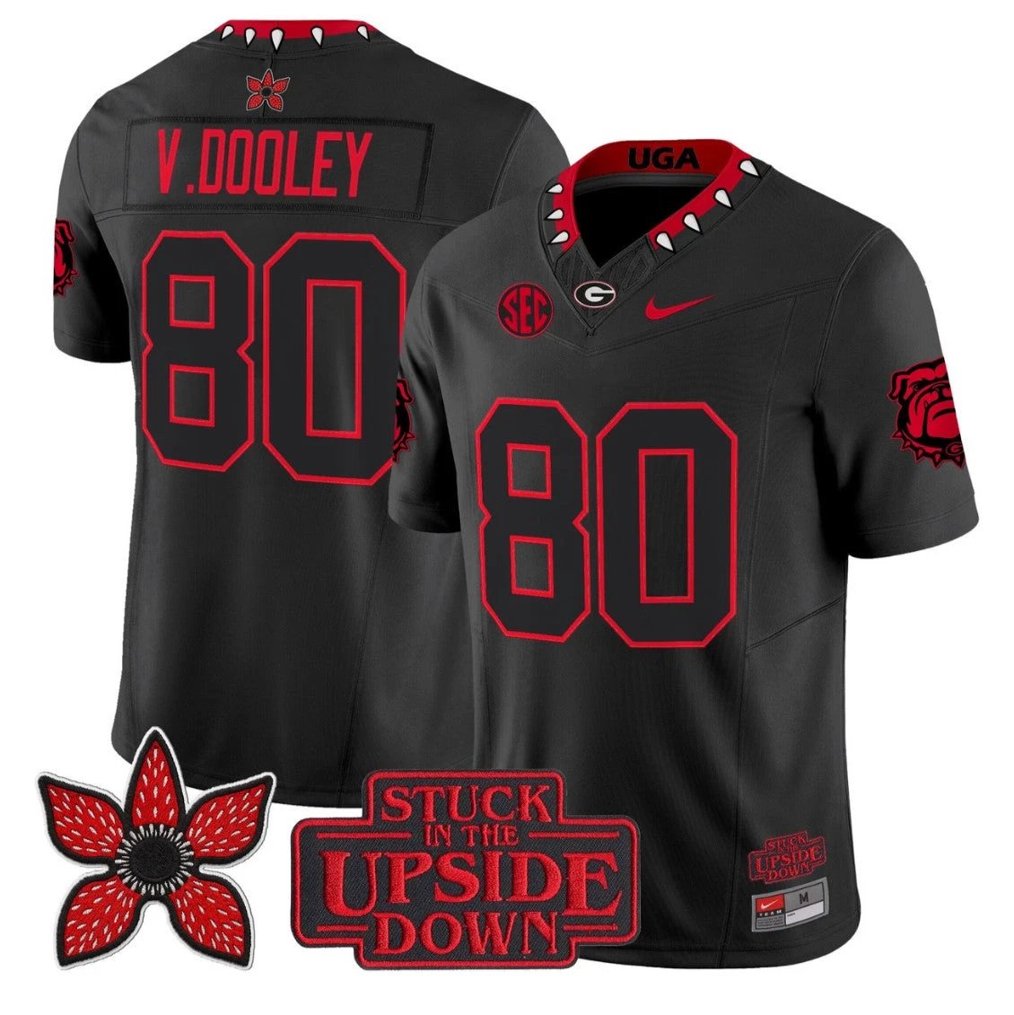 Vince Dooley Jersey #80 Georgia Bulldogs Stranger Things Edition Vapor Stitched by NCAA Football Jersey
