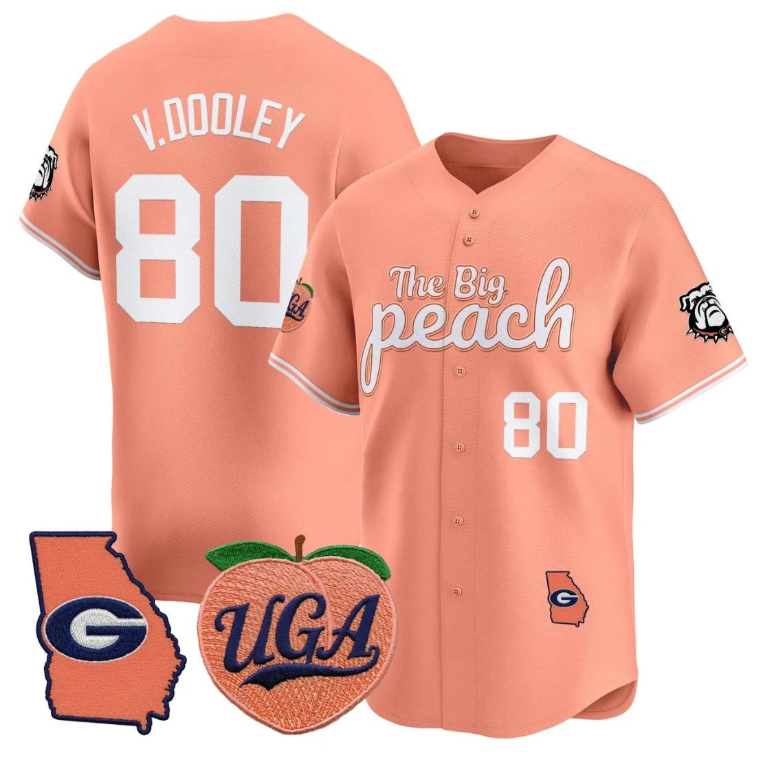 Vince Dooley Jersey #80 Georgia Bulldogs The Big Peach Baseball Stitched by My Store