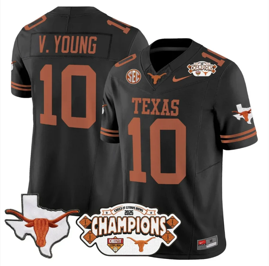 Vince Young Jersey #10 Texas 2025 State Map Citrus Bowl Champions Stiched by My Store NCAA Football Jerseys