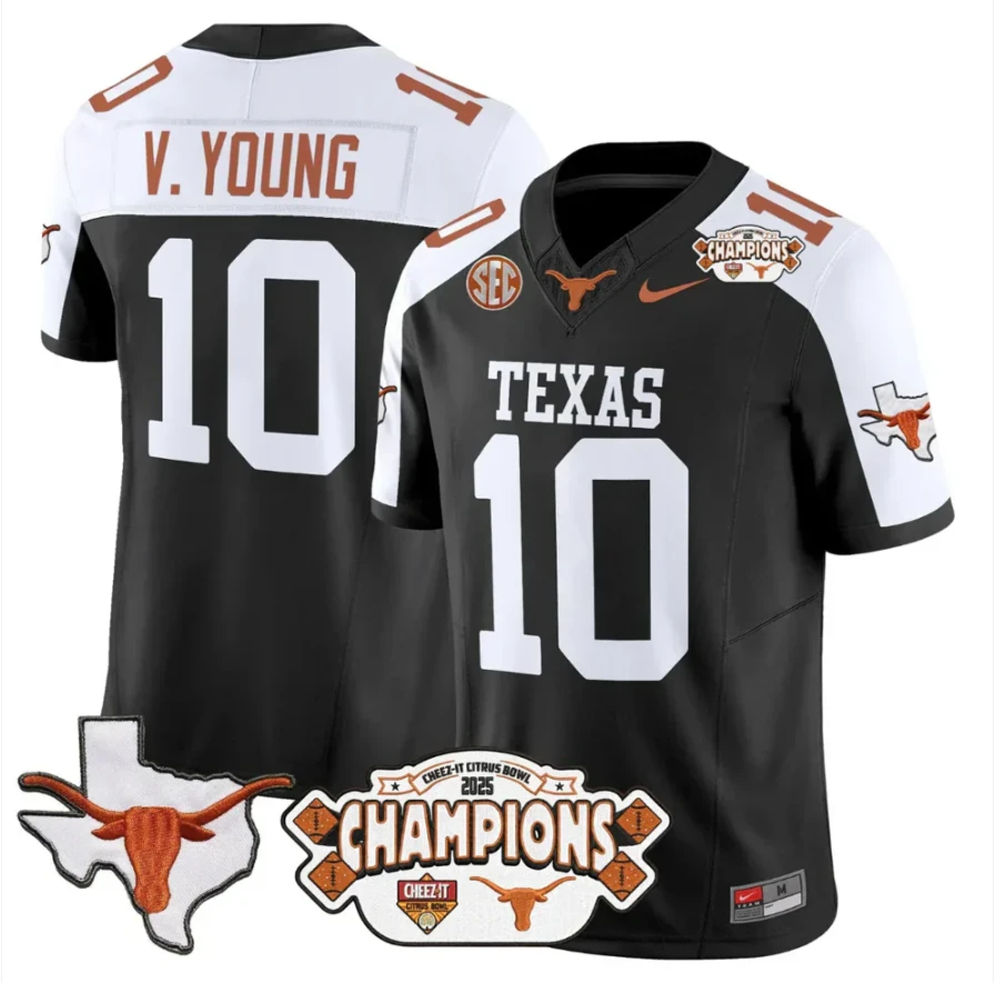 Vince Young Jersey #10 Texas 2025 State Map Citrus Bowl Champions Stiched by My Store NCAA Football Jerseys