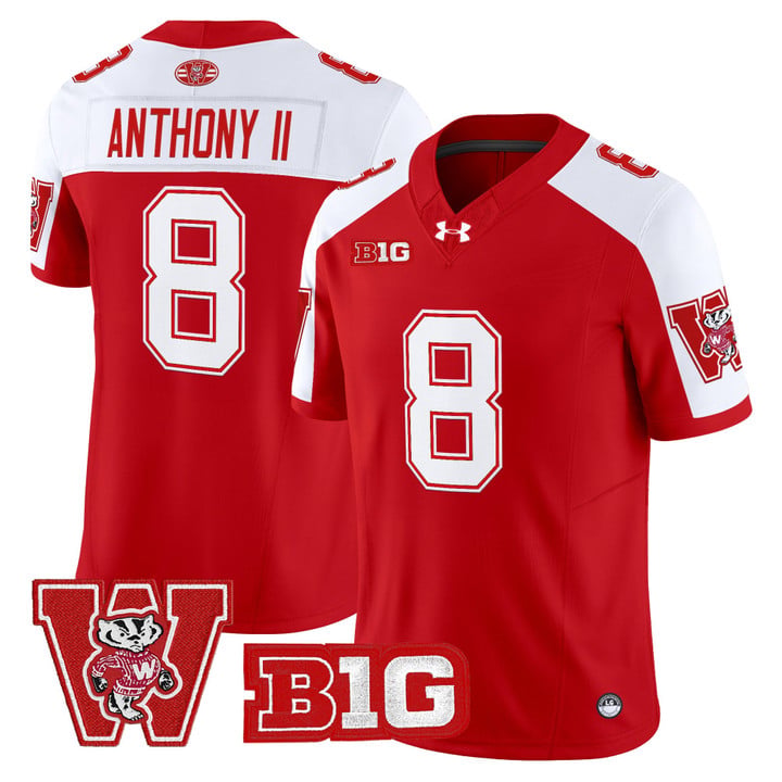 Vinny Anthony II Jersey #8 Wisconsin Badgers Throwback Stitched Red Alter by My Store NCAA Football Jerseys