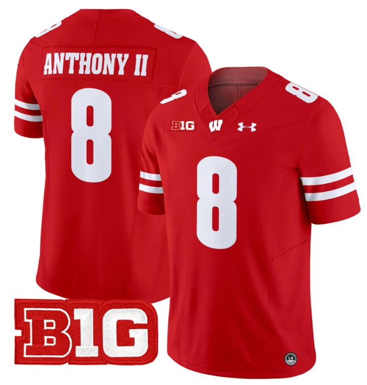 Vinny Anthony II Jersey #8 Wisconsin Badgers Vapor Football Stitched Red Alternate by My Store