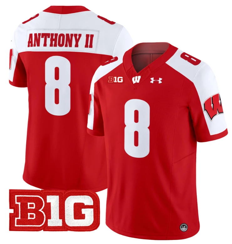 Vinny Anthony II Jersey #8 Wisconsin Badgers Vapor Football Stitched Red Alternate by My Store