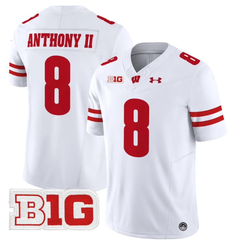 Vinny Anthony II Jersey #8 Wisconsin Badgers Vapor Football Stitched White by My Store