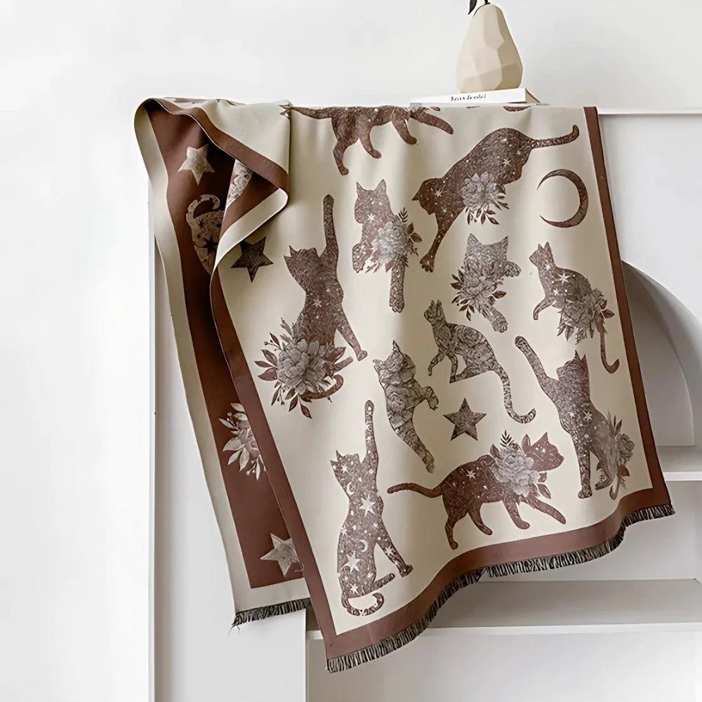 Vintage-Inspired Cat Print Scarf by Casa & Beyond