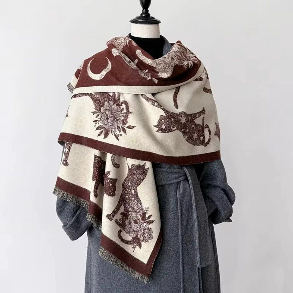 Vintage-Inspired Cat Print Scarf by Casa & Beyond