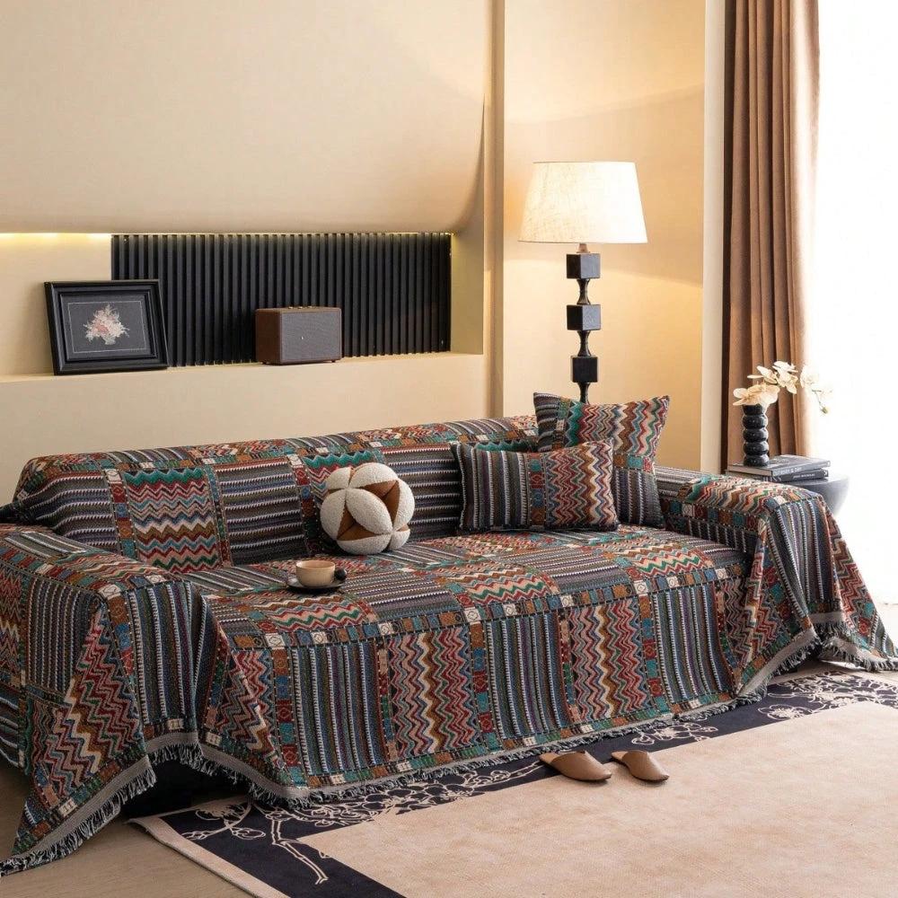 Aurora Stripes Boho Sofa Cover by Casa & Beyond