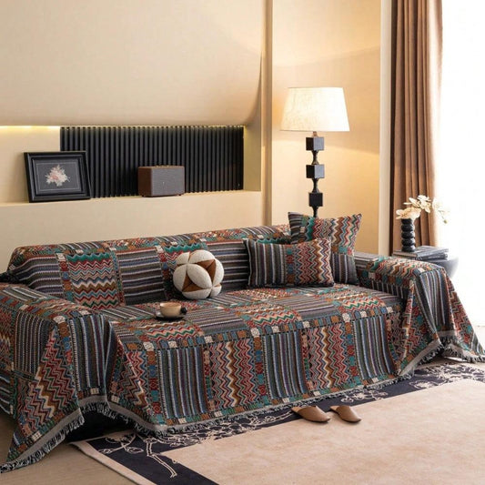 Aurora Stripes Boho Sofa Cover by Casa & Beyond