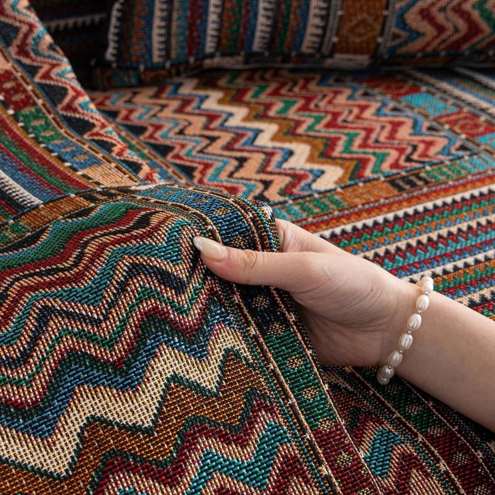 Aurora Stripes Boho Sofa Cover by Casa & Beyond