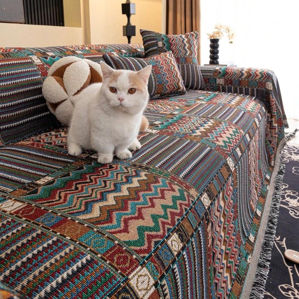 Aurora Stripes Boho Sofa Cover by Casa & Beyond