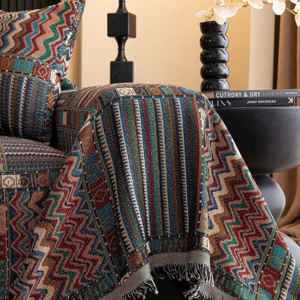 Aurora Stripes Boho Sofa Cover by Casa & Beyond