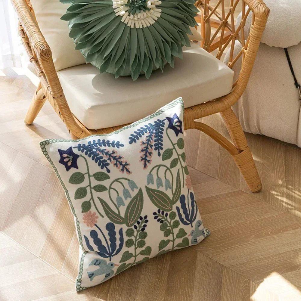 Vintage Botanical Embroidery Cushion Cover by BowLift