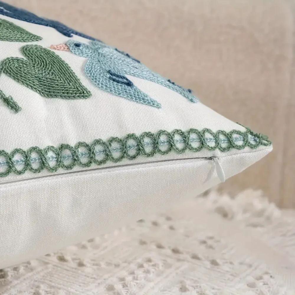 Vintage Botanical Embroidery Cushion Cover by BowLift