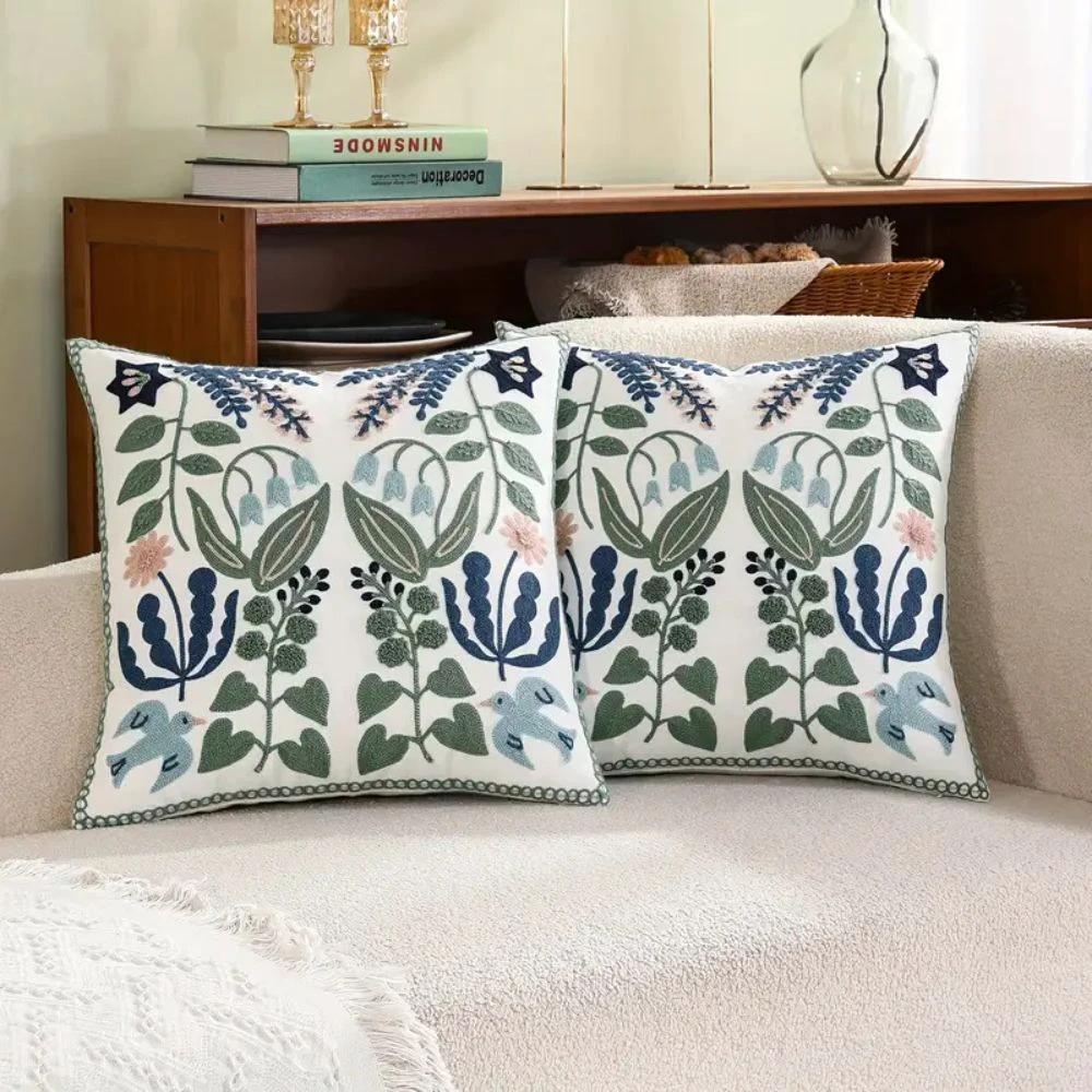 Vintage Botanical Embroidery Cushion Cover by BowLift