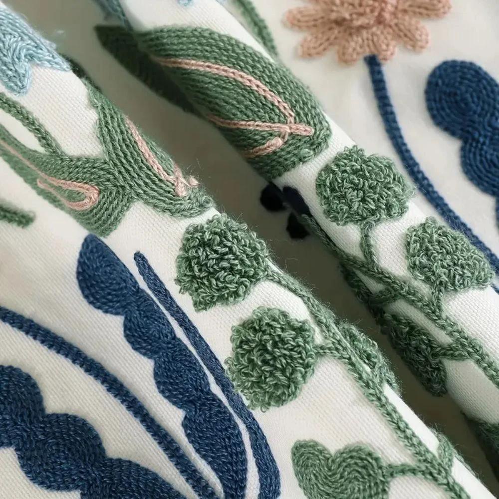 Vintage Botanical Embroidery Cushion Cover by BowLift