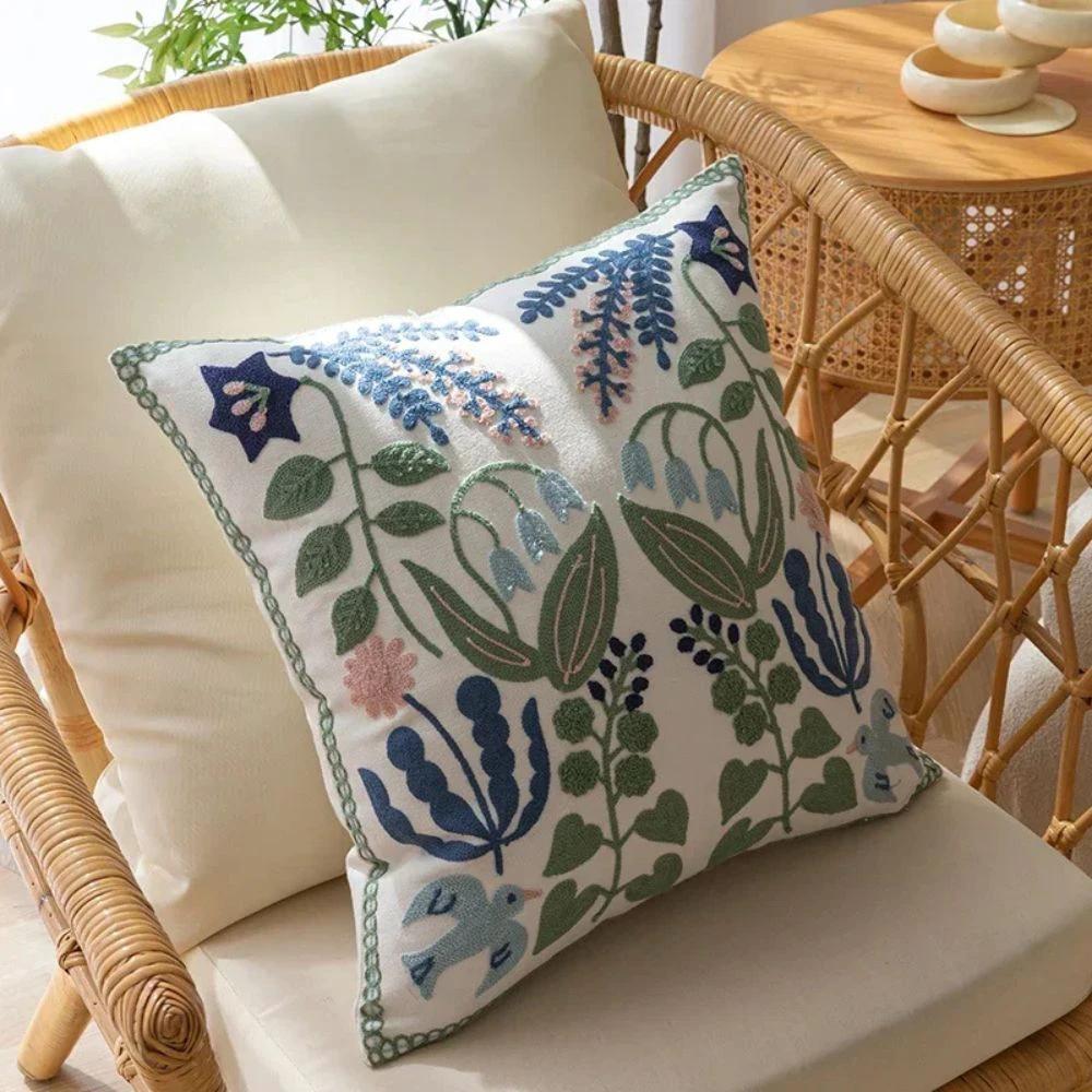 Vintage Botanical Embroidery Cushion Cover by BowLift