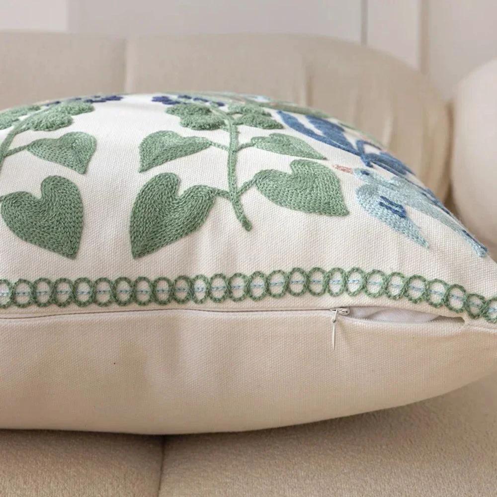 Vintage Botanical Embroidery Cushion Cover by BowLift